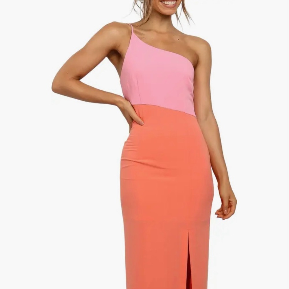Petal & Pup Pink and Orange Midi Dress Size 10 M/L